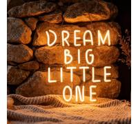 QiaoFei Dream Big Little One Neon Sign, Decorative Neon Lights for Kid's Room Play Room Wall Decor Neon Light Sign, Christmas Birthday Kid's Gift,Thanksgiving Gift(Warm White)