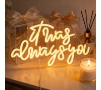 QiaoFei "It Was Always You" Warm White Neon Sign for Wedding Engagement - LED Wall Art for Bedroom Living Room Bar, Gift for Loved One