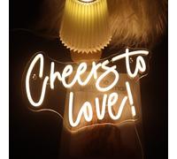 QiaoFei Led Cheers To Love Neon Sign Word/Letters USB Powered with Dimmer Switch Neon Lights for Room Home Bar Art Wall Party Window Living Room Decor Wedding Wall Hanging Decoration (Warm white)