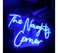 QiaoFei "The Naughty Corner" Blue Neon Sign for Home Bar Office Man Cave - Funny LED Word Light for Game Room Party Pub Wall Decor, Gift for Prankster
