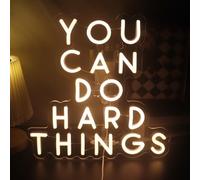 QiaoFei "You Can Do Hard Things" Warm White Neon Sign for Home Office - Motivational LED Wall Art for Gym Dorm, Encouraging Gift