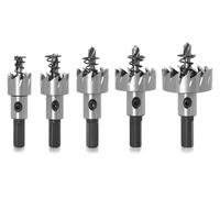 QIAOG 5Pcs Carbide Tip High-Speed Steel Drill Bit Hole Saw Set Stainless Metal Alloy 16/18.5/20/25/30mm Woodworking Tools,114