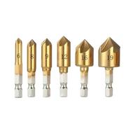 QIAOG High Speed Ti Countersink Drill Bit Set Chamfer 1/4" Hex Taper Hole Cutter Wood Metal Countersunk Deburring Chamfering Tool,0315