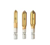 QIAOG High Speed Ti Countersink Drill Bit Set Chamfer 1/4" Hex Taper Hole Cutter Wood Metal Countersunk Deburring Chamfering Tool,0315