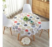 QIAOH Plastic Table Cover Round diameter 220cm, Round Vinyl Oilcloth Tablecloth Waterproof PVC Plastic Wipeable, Wipeable Tablecloth for Kids, Vinyl Tablecloth Rectangle, Pvc Tablecloth