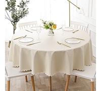 QIAOH Round Plastic Table Cloth diameter 160cm, Table Covers for Party, Waterproof Oil-Proof Wipeable, Heavy Duty Vinyl Tablecloth for Kitchen Party Picnic Dining Indoor Outdoor