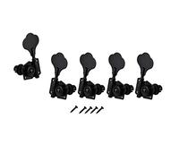 Qiaohome 5Pcs Guitar Accessory Vintage Open Tuning Keys Pegs Machine Heads Tuners Black 1L4R for 5 Strings Bass Black