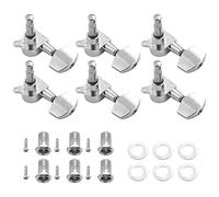 Qiaohome 6 Pieces Silver Acoustic Guitar Machine Heads Knobs Guitar String Tuning Peg Tuner(3 for Left + 3 for Right)