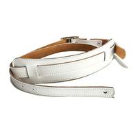 Qiaohome Leather and Metal Buckle Electric Guitar Strap Belt Shoulder Pad Adjustable Vintage Guitar Straps-White Color
