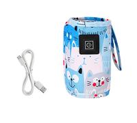 Qiaohome USB Milk Water Warmer Travel Stroller Insulated Bag Portable Baby Nursing Bottle Heater for Infant Outdoor Winter -Blue