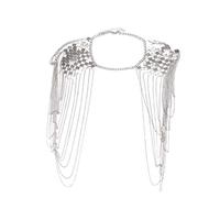 Qiaohome Vintage Punk Harness Bikini Body Link Epaulet Shoulder Chain Necklace Collar Dangling Silver