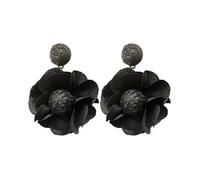 QIAOLEHUI Boho Raffia Floral Dangle Earrings Lightweight Woven Fabric Statement Drop Ear Ornaments Multicolor Big Petal Vintage Jewelry for Women Summer Beach Vacation Party Daily Wear, L, Alloy Steel