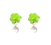 QIAOLEHUI Flower Pearl Cluster Earrings for Women Pearl Floral Stud Earrings Jewelry for Her Wedding Birthday Anniversary, L, Alloy Steel, No Gemstone