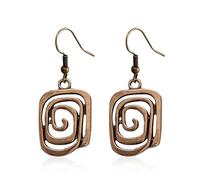 QIAOLEHUI Geometric Punk Stainless Steel Swirl Maze Earrings Square Spiral Maze Dangle Earrings Jewelry Gifts for Women, Metal, No Gemstone