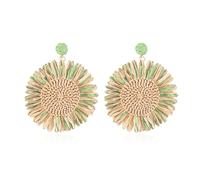QIAOLEHUI Handmade Bohemian Multicolor Sunflower Stud Earrings Round Circle Daisy Flower Dangle Earrings for Women Statement Jewelry Gifts, Metal, No Gemstone