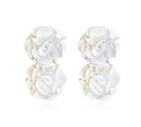 QIAOLEHUI Handmade Fabric Flower Earrings Unique and Stylish Accessories Big Boho Chic Cloth Floral Earrings, L, Metal, No Gemstone