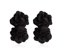 QIAOLEHUI Handmade Fabric Flower Earrings Unique and Stylish Accessories Big Boho Chic Cloth Floral Earrings, L, Metal, No Gemstone