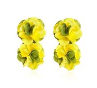 QIAOLEHUI Handmade Fabric Flower Earrings Unique and Stylish Accessories Big Boho Chic Cloth Floral Earrings, L, Metal, No Gemstone