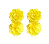 QIAOLEHUI Handmade Fabric Flower Earrings Unique and Stylish Accessories Big Boho Chic Cloth Floral Earrings, L, Metal, No Gemstone