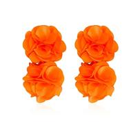 QIAOLEHUI Handmade Fabric Flower Earrings Unique and Stylish Accessories Big Boho Chic Cloth Floral Earrings, L, Metal, No Gemstone