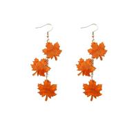 QIAOLEHUI Maple Leaf Earrings for Women Fall Plant Leaves Sparkly Crystal CZ Studs Earrings for Autumn Thanksgiving Day Party Holiday Trendy Jewelry, L, Metal, No Gemstone