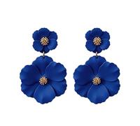 QIAOLEHUI Matte Double Flower Drop Earrings Tiered Floral Dangle Petal Earrings Bohemian Multi Color Statement Jewelry Lightweight Matte Finish Large Design for Women Daily Holiday Summer Occasion, L