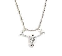 QIAOLEHUI Punk Skeleton Skull Necklace for Men Women Vintage Captivity Skull Pendent Gothic Halloween Personalized Hip Hop Rock Biker Necklace, L, Metal, No Gemstone