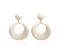 QIAOLEHUI Simple Retro 70s Disco Earrings for Women Girls White Acrylic Dangle Drop Earrings Jewelry Gift, Resin, No Gemstone