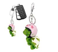 Qiaonan Tortoise Keyring, Cute Plush Pendant Key Ring, Green Decorative Cartoon Turtle with Helmet, Bag Pendant for Men and Women, pink, Siehe Beschreibung
