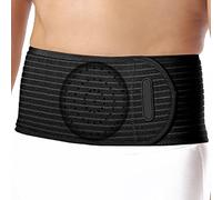 QiaoRong Front-Wearing Umbilical Hernia Belt for Men, Unisex, Adjustable Hernia Belts with Removable Pads for Abdominal Pressure Lumbar Support(Black,Medium)