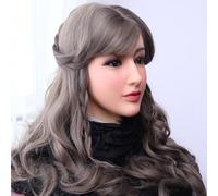 QIAOYIQIAO Silicone Mask Realistic Face Mask Lifelike Silicone Female Head Mask Can Make up for Crossdresser Halloween Transgender (Color 1, Style A)