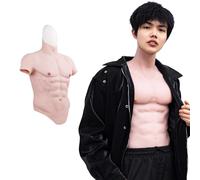 QIAOYIQIAO Silicone Muscle Suit Realistic Male Chest Upper Body Six Pack Costume Fake Chest Muscles Crossdresser Halloween, Color 3, S
