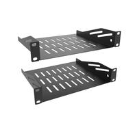 QiaoYoubang 1U Cantilever Rack Mount Shelf for 10" Server Rack, 2 PCS | Metal 8" Deep Mini Vented Tray for 10 inches Width Network Equipment Cabinet or Rack, Black ( 1U10IN-RackS-8IN)