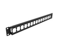 QiaoYoubang 1U Hinged 16D XLR HDMI Audio Rack Mount Panel, Metal | with D-Series Punch-Outs Connectors Holes for 19 Inch Audio Enclosure Server Computer Equipment Studio (1U16D)