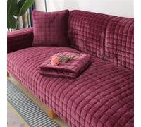 QIAQ Soft Velvet Sofa Covers Washable - Universal Non-Slip Sofa Cushion Covers 1 2 3 4 Seater Couch Covers for Sectional Sofa (110x180 cm,Wine red)