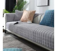 QIAQ Soft Velvet Sofa Covers Washable - Universal Non-Slip Sofa Cushion Covers 1 2 3 4 Seater Couch Covers for Sectional Sofa (70x180 cm,Gray)