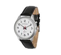QIATKWH German Talking Watch, Large Silver Bowl, Black Leather Strap, Men's Style, 经ộ的