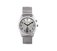QIATKWH German Talking Watch, Silver Shell, Silver Adjustable Length Stainless Steel Telescopic Strap, Women's Style