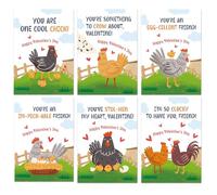 Qiavor 36 Pack Chicken Valentines Day Cards for School Exchange, 6 Cute Chickens Designs Happy Valentine’s Day Cards with Envelopes for Kids Teens, 3.5x5in Mini Size