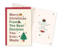 Qiavor Romantic Christmas Card for Husband Wife, Happy Holidays Card for Him Her, Xmas Gifts for Partner, Merry Christmas from the Best Decision You Ever Made