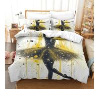 QIAVXZIP 3D Ballet Dance Soft Printed Bedding Set 3 Pieces Duvet Cover Microfiber with Pillowcases For Kids Teens Boys Zipper Closure King（220x240cm）