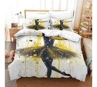 QIAVXZIP 3D Ballet Dance Soft Printed Bedding Set 3 Pieces Duvet Cover Soft Microfiber with Pillowcases for Adults Kids Bedroom Soft Zipper Double（200x200cm）