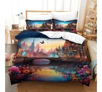 QIAVXZIP 3D Cityscape Architecture Luxury Bedding 3 Pieces Quilt Set Soft Microfiber with Pillowcases for Adults Kids Bedroom Soft Zipper Double（200x200cm）