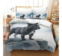 QIAVXZIP 3D French Bulldog Soft Printed Bedding Set 3 Pieces Quilt Set Soft Microfiber with Pillowcases For Kids Teens Boys Zipper Closure Single（140x200cm）