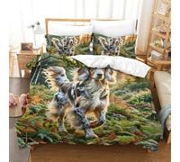 QIAVXZIP 3D Irish Wolfhound Soft Printed Bedding Set 3 Pieces Duvet Cover Microfiber with Pillowcases For Kids Teens Boys Hidden Zipper Double（200x200cm）