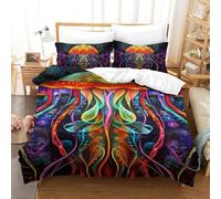 QIAVXZIP 3D Jellyfish Luxury Bedding 3 Pieces Duvet Cover Microfiber with Pillowcases For Kids Teens Boys Hidden Zipper Single（140x200cm）