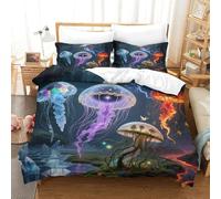 QIAVXZIP 3D Jellyfish Luxury Bedding Animal 3 Pieces Duvet Cover Microfiber with Pillowcases for Adults Kids Bedroom Hidden Zipper Single（140x200cm）