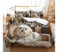 QIAVXZIP 3D Maltese Soft Printed Bedding Set animal 3 Pieces Duvet Cover Microfiber with Pillowcases for Adults Kids Bedroom Hidden Zipper Double（200x200cm）