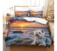 QIAVXZIP 3D Maltese Soft Printed Bedding Set animal 3 Pieces Duvet Cover Soft Microfiber with Pillowcases For Kids Teens Boys Zipper Closure King（220x240cm）
