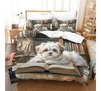 QIAVXZIP 3D Maltese Soft Printed Bedding Set animal 3 Pieces Duvet Cover Soft Microfiber with Pillowcases For Kids Teens Boys Zipper Closure King（220x240cm）